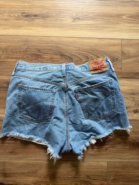 Levi's 501 Blue Denim Frayed Hem Shorts